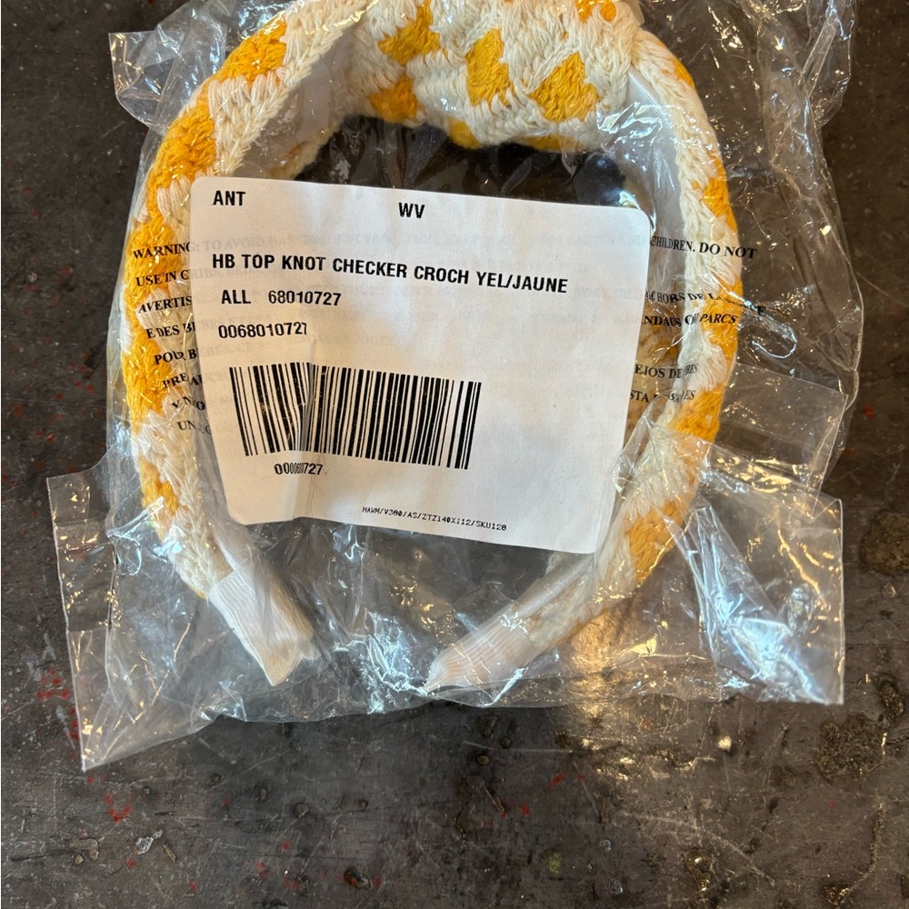 Yellow and White Checker Headband